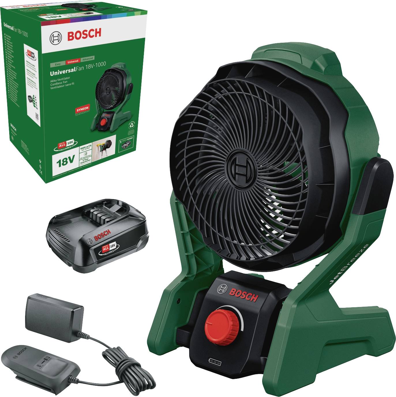 Bosch Home and Garden UniversalFan 18V-1000 Akku-Ventilator Grün, Schwarz mit Akku