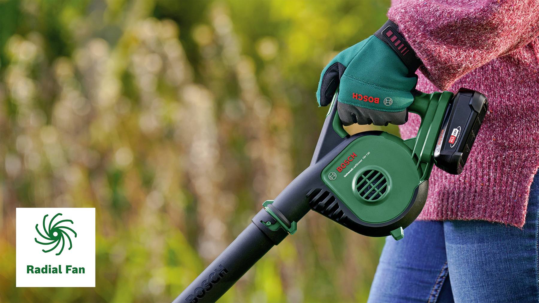 Bosch Home and Garden 06008A0600 UniversalLeafBlower 18V-130 Akku Laubbläser inkl. Akku 18 V