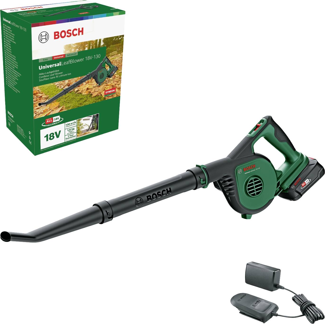 Bosch Home and Garden 06008A0600 UniversalLeafBlower 18V-130 Akku Laubbläser inkl. Akku 18V