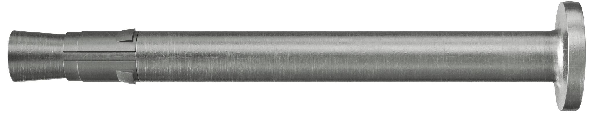 Metallischer Spreizdübel mit zylindrischem Schaft und breitem Kopf, geeignet für schwere Befestigungen in Beton oder massiven Wänden.