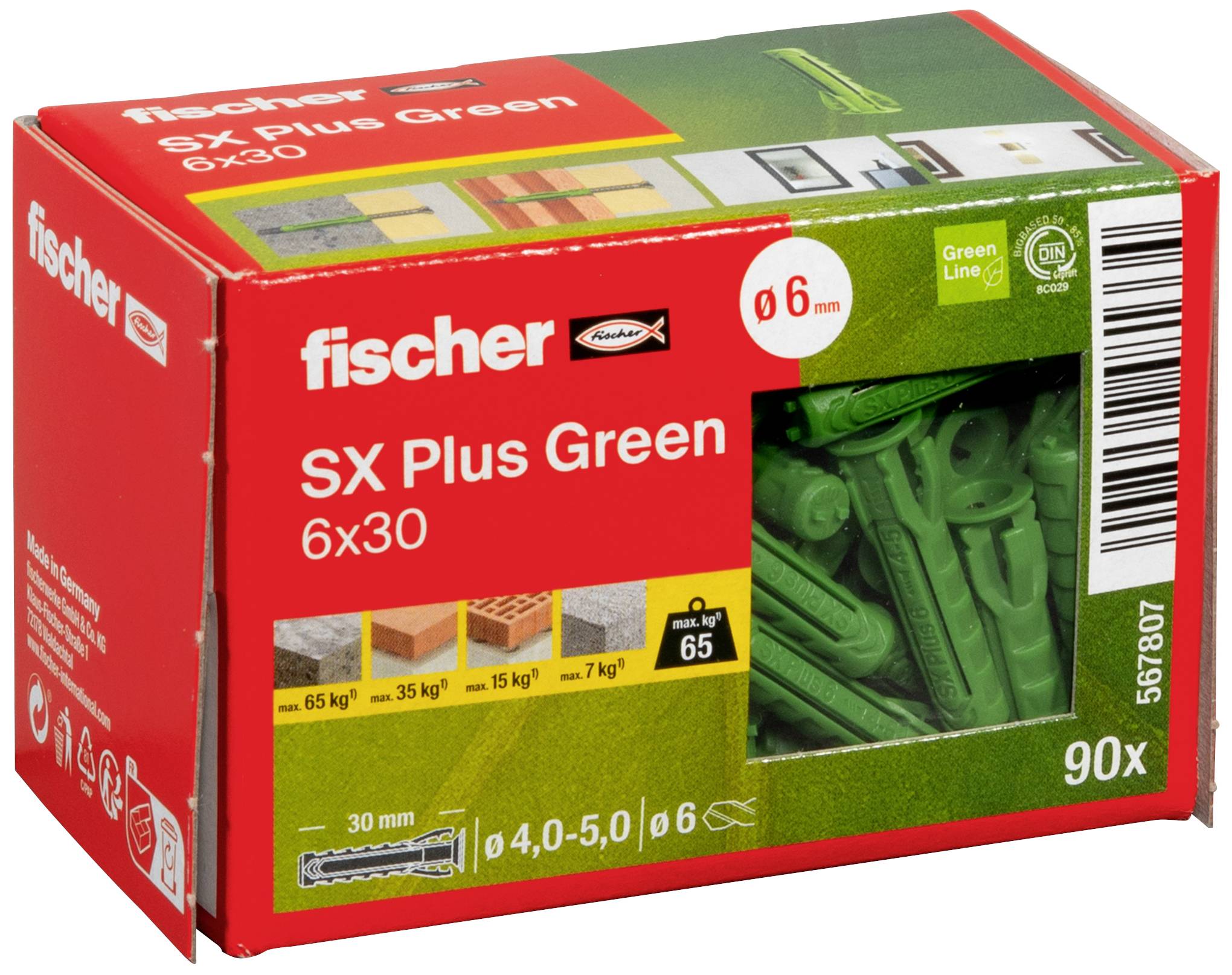 Fischer 567807 SX Plus Green Spreizdübel 30 mm 6 mm 90 St.