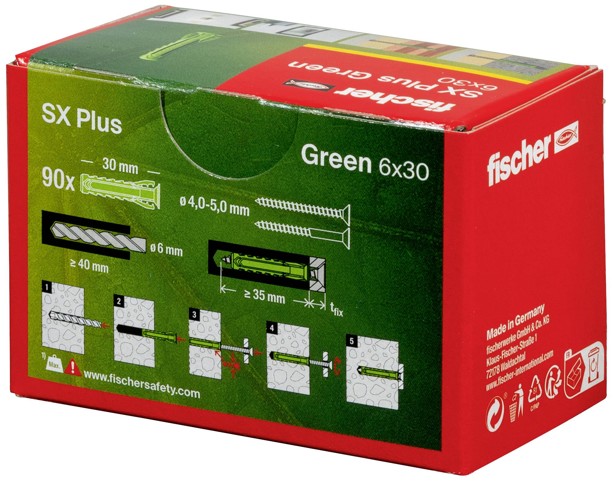 Fischer 567807 SX Plus Green Spreizdübel 30 mm 6 mm 90 St.