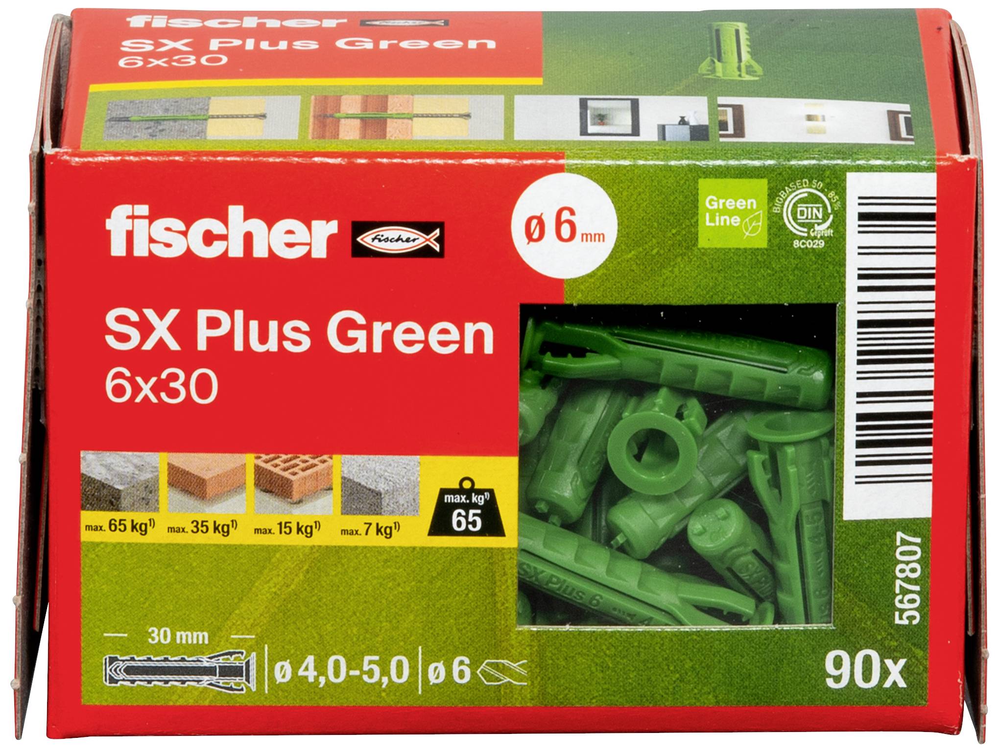 Fischer 567807 SX Plus Green Spreizdübel 30 mm 6 mm 90 St.