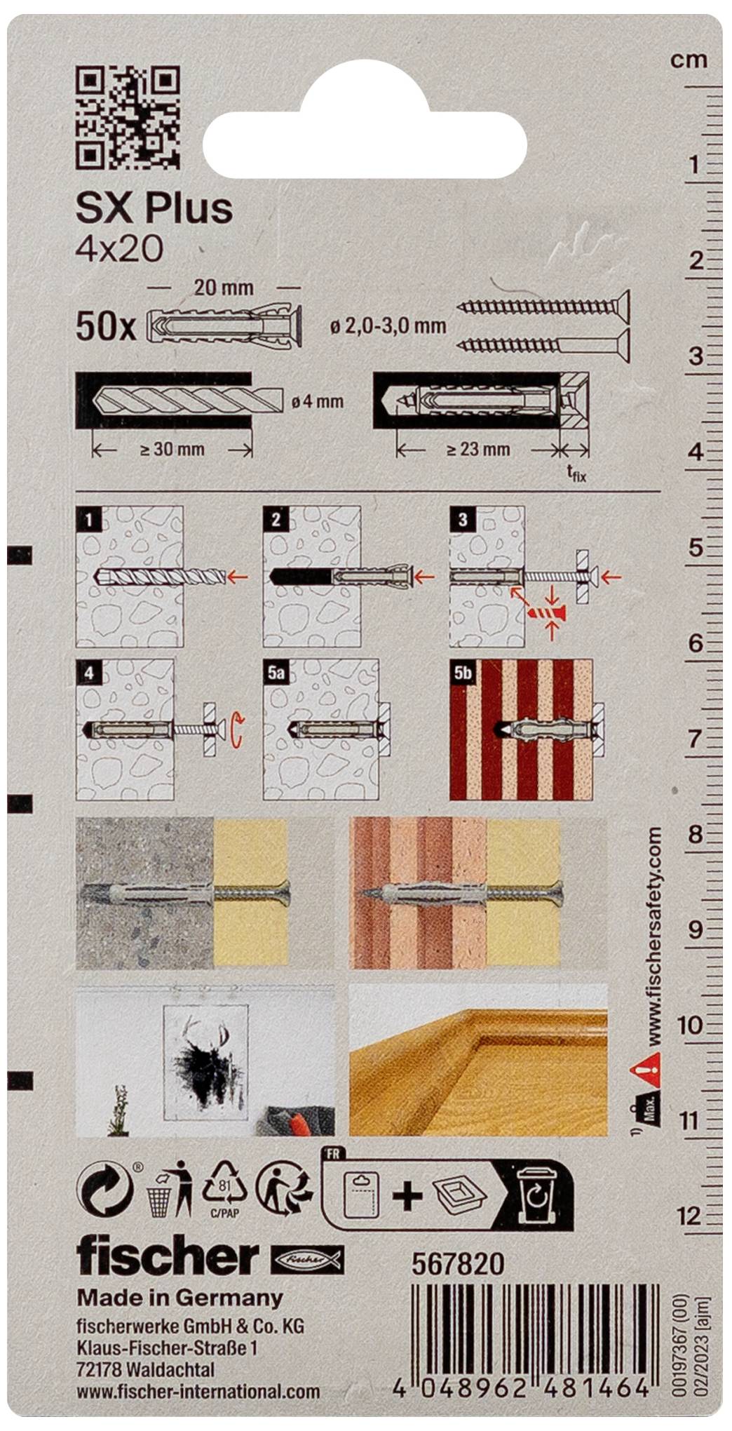 Fischer 567820 SX Plus Spreizdübel 20mm 4mm 50St.