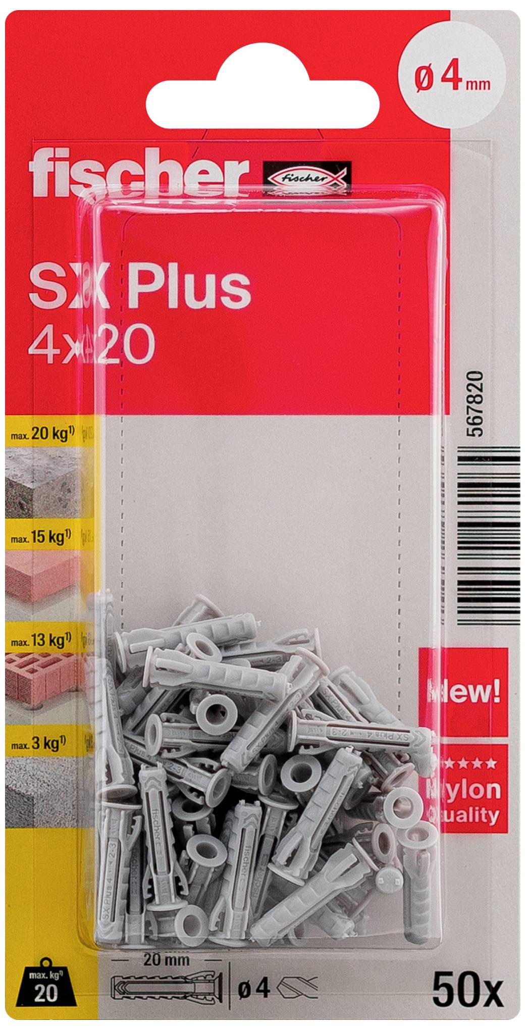 Fischer 567820 SX Plus Spreizdübel 20mm 4mm 50St.