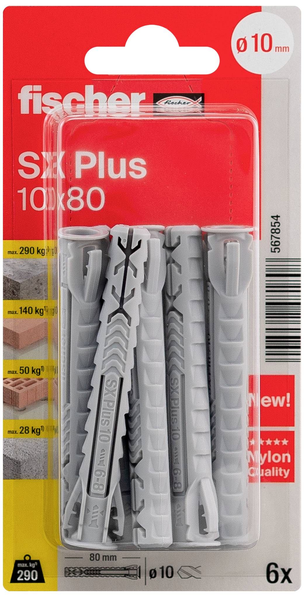 Fischer 567854 SX Plus Spreizdübel 80mm 10mm 6St.