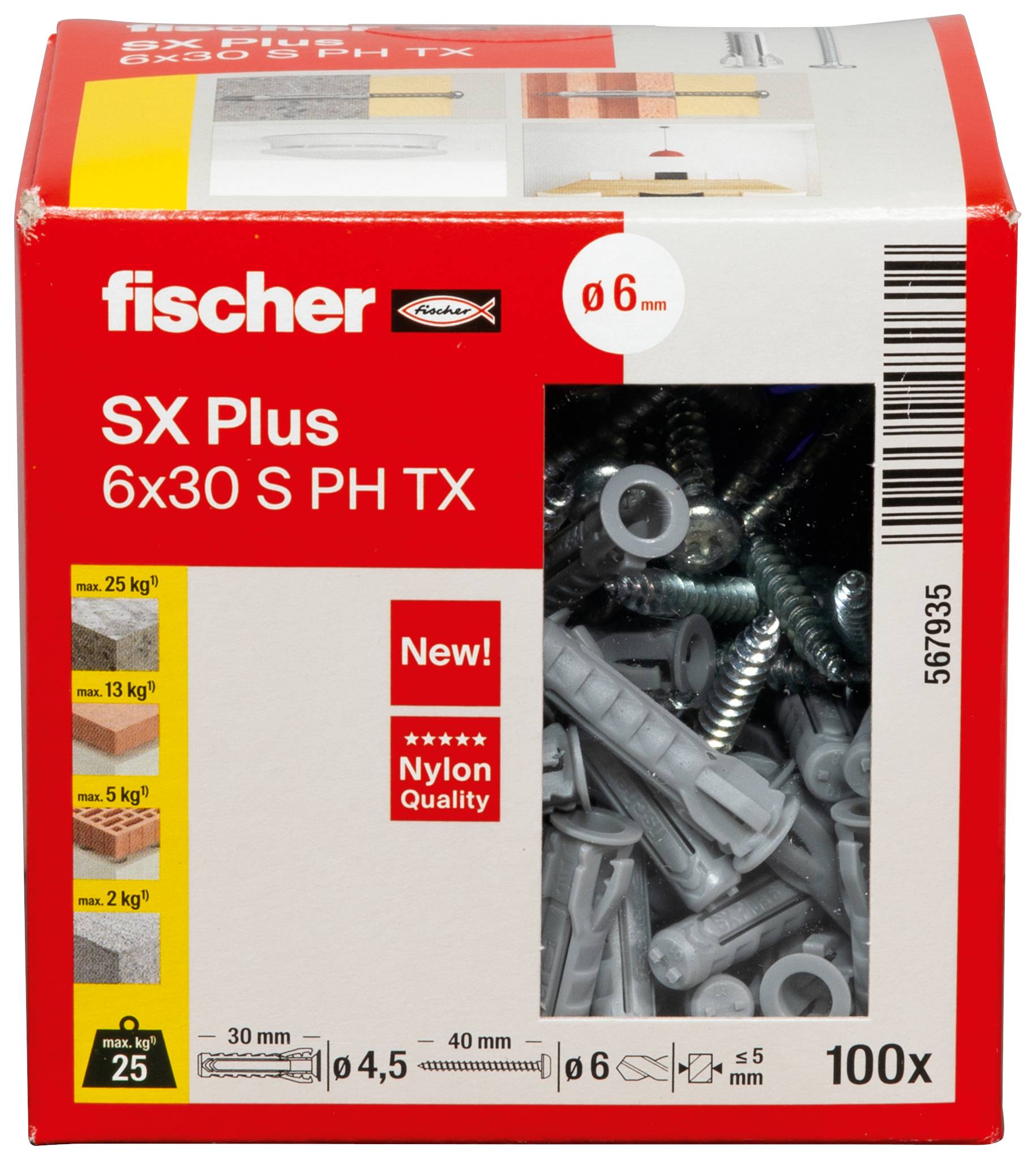 Fischer 567935 SX Plus Spreizdübel 30mm 6mm 100St.