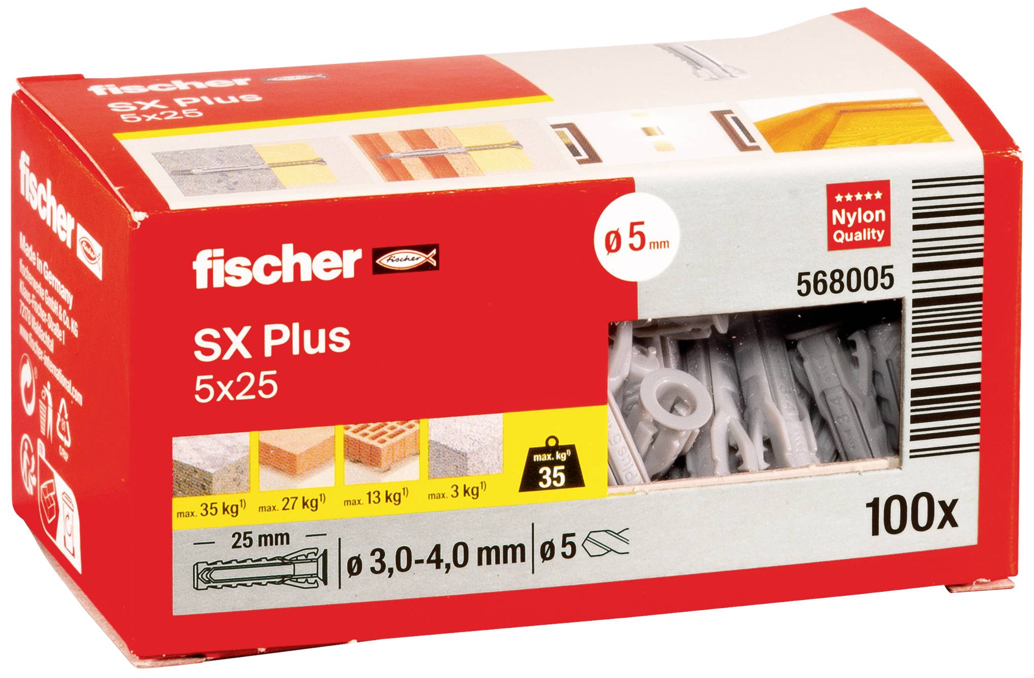 Fischer 568005 SX Plus Spreizdübel 25mm 5mm 100St.