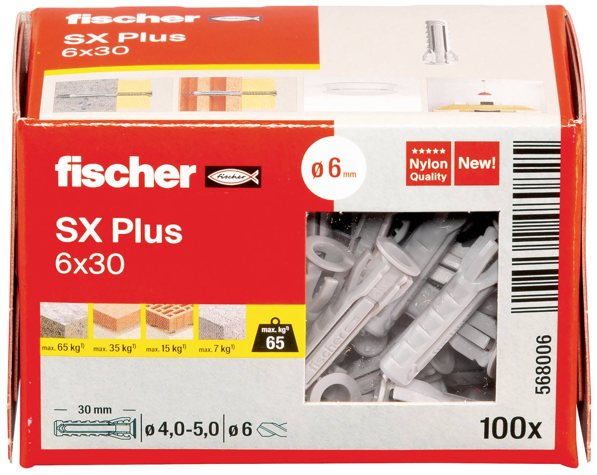Fischer 568006 SX Plus Spreizdübel 30 mm 6 mm 100 St.