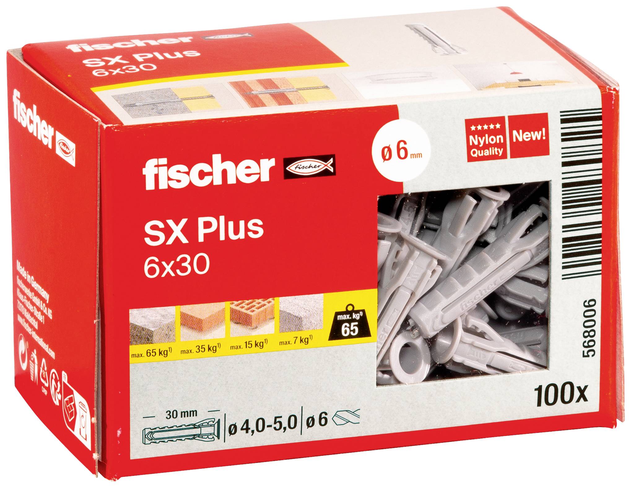 Fischer 568006 SX Plus Spreizdübel 30 mm 6 mm 100 St.
