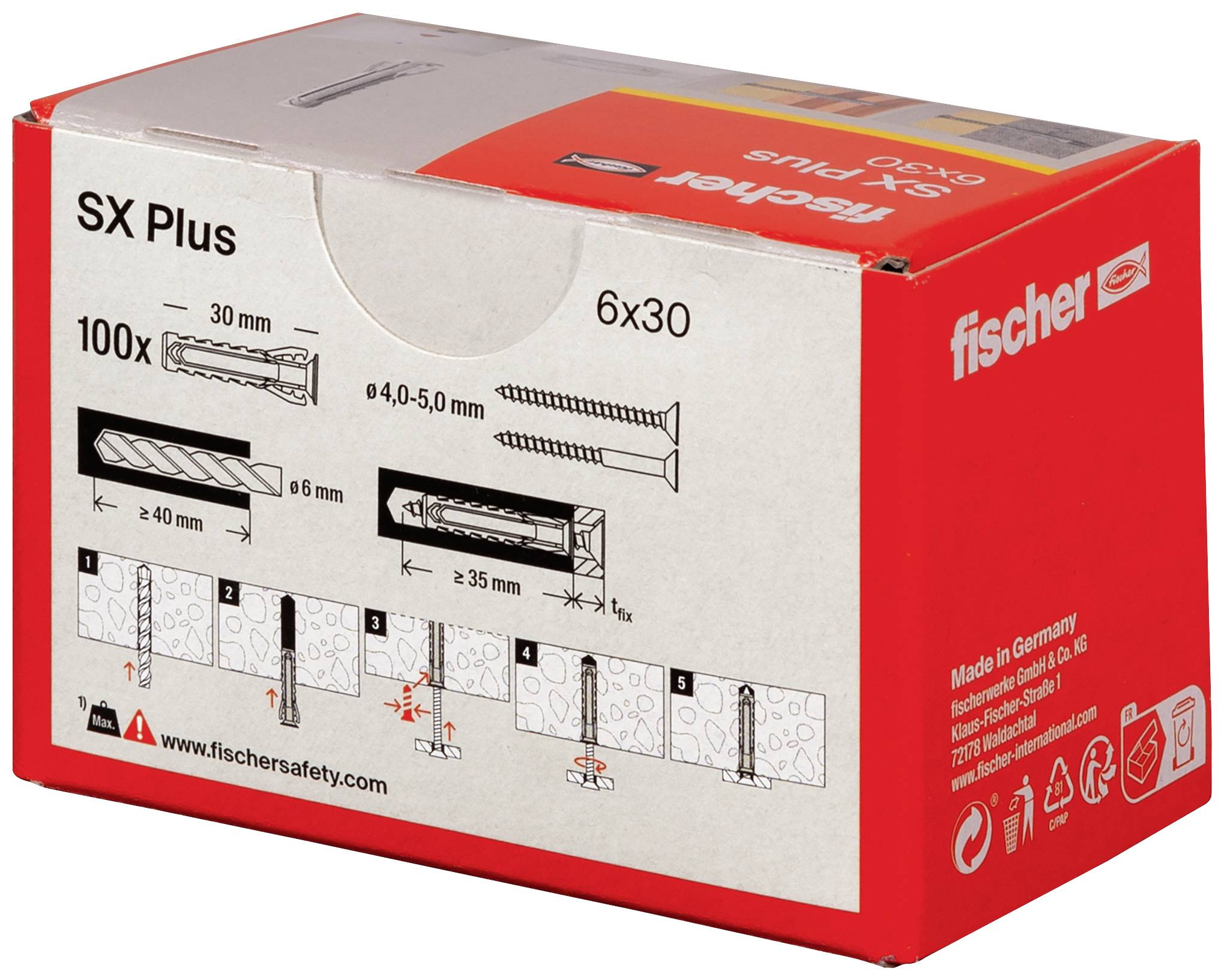Fischer 568006 SX Plus Spreizdübel 30 mm 6 mm 100 St.