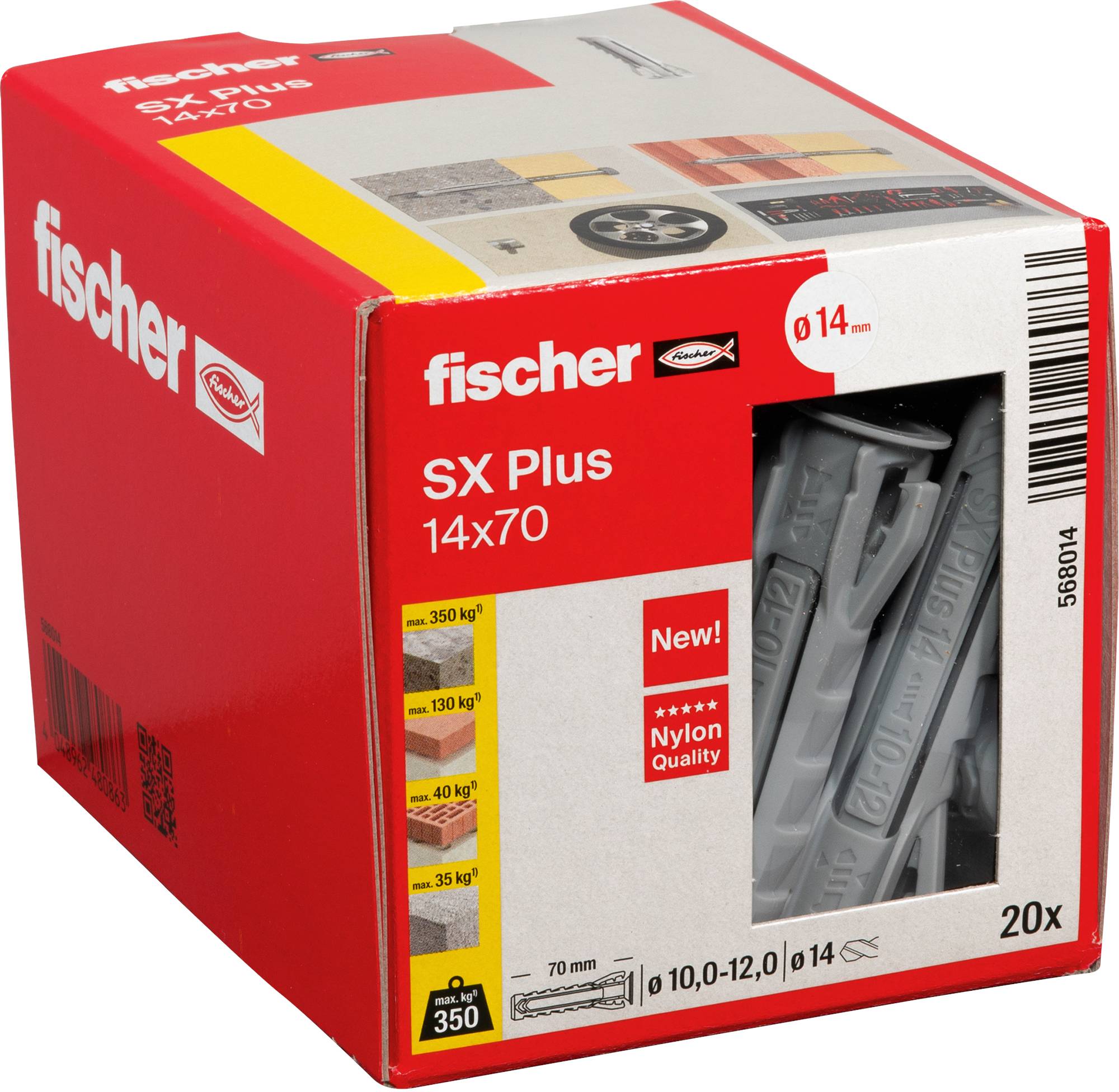Dübel von Fischer mit markantem Design und seitlicher Aufschrift 