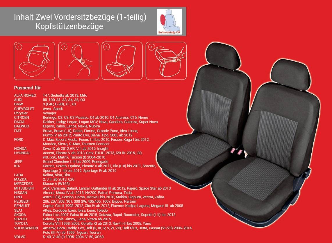 HP Autozubehör 22200 Sitzschoner Polyester Schwarz Fahrersitz, Beifahrersitz