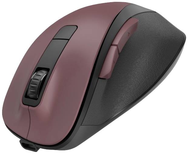 Hama MW-500 Recharge Ergonomische Maus Funk Optisch Bordeaux 6 Tasten 1600 dpi Ergonomisch, Wiederaufladbar