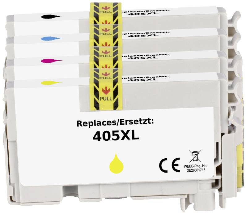 Renkforce Druckerpatrone ersetzt Epson 405XL, T05H6, T05H1, T05H2, T05H3, T05H4 Kompatibel Kombi-Pack Schwarz, Cyan, Magenta
