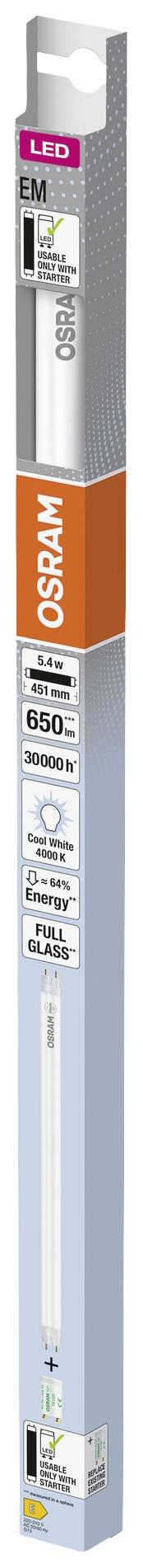 OSRAM HOMELIGHTING LED-Röhre EEK: E (A - G) G13 Röhrenform T8 5.4W = 15W Neutralweiß (Ø x L) 26.80mm x 451mm 1St.