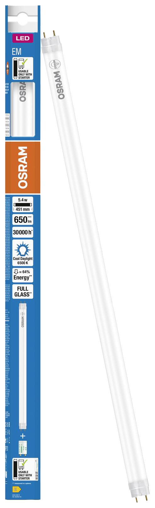 OSRAM HOMELIGHTING LED-Röhre EEK: E (A - G) G13 Röhrenform T8 5.4 W = 15 W Kaltweiß (Ø x L) 26.80 mm x 451 mm 1 St.