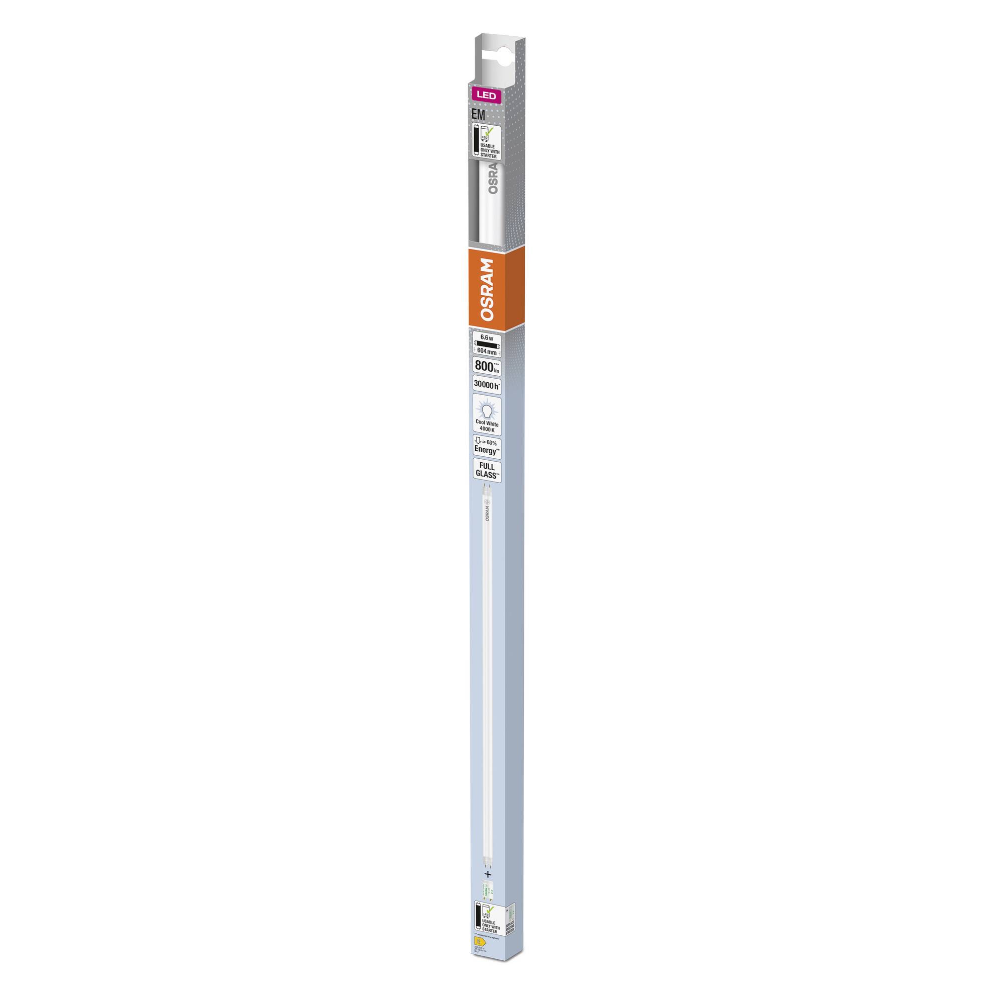 OSRAM HOMELIGHTING LED-Röhre EEK: E (A - G) G13 Röhrenform T8 6.6W = 18W Neutralweiß (Ø x L) 26.80mm x 604mm 1St.