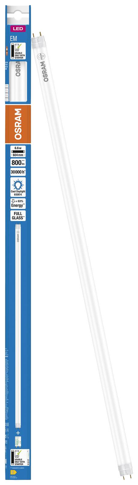 OSRAM HOMELIGHTING LED-Röhre EEK: E (A - G) G13 Röhrenform T8 6.6 W = 18 W Kaltweiß (Ø x L) 26.80 mm x 604 mm 1 St.