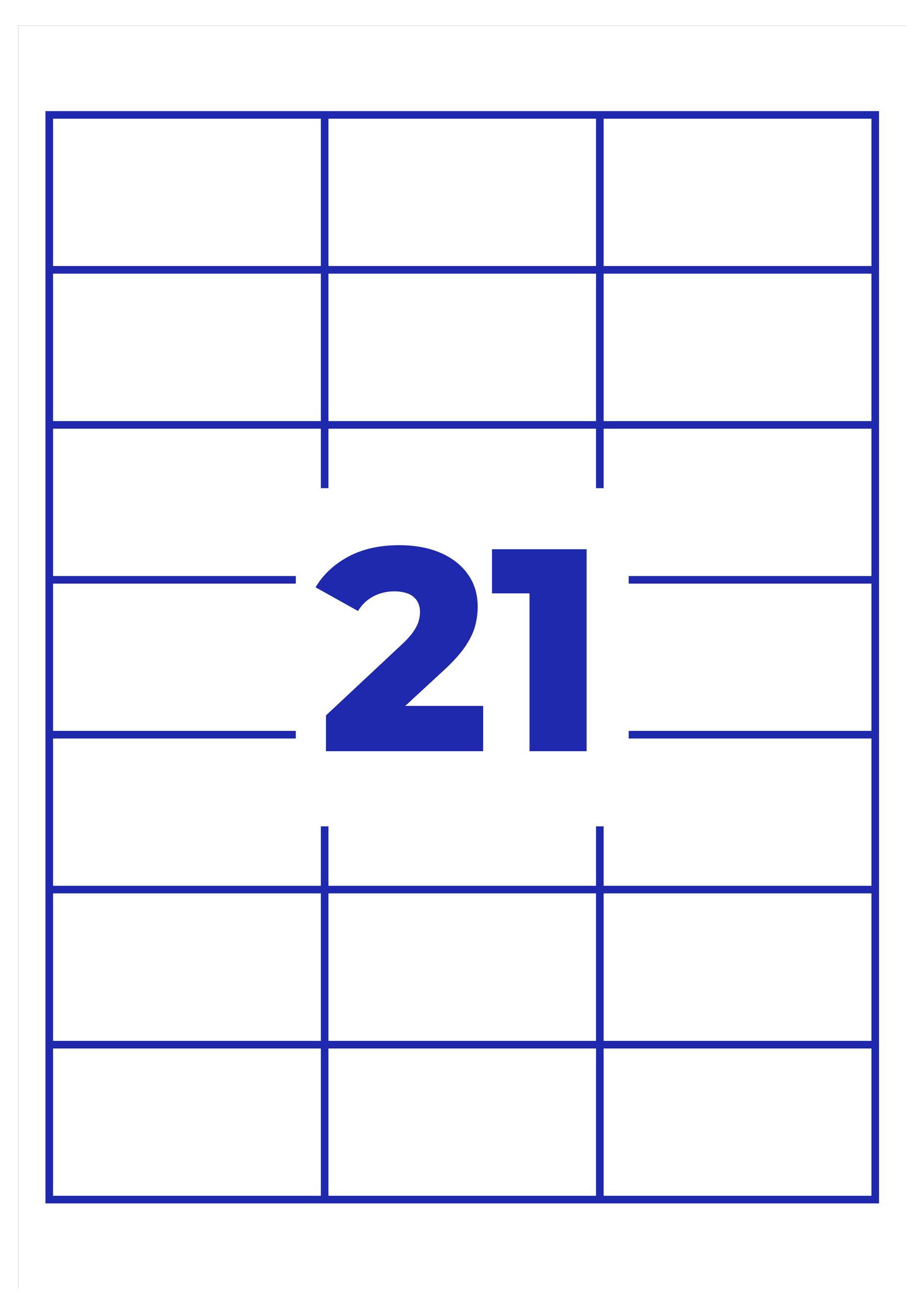 Kalenderblatt mit großer blauer Zahl '21' in der Mitte, auf weißem Hintergrund mit blauem Raster.