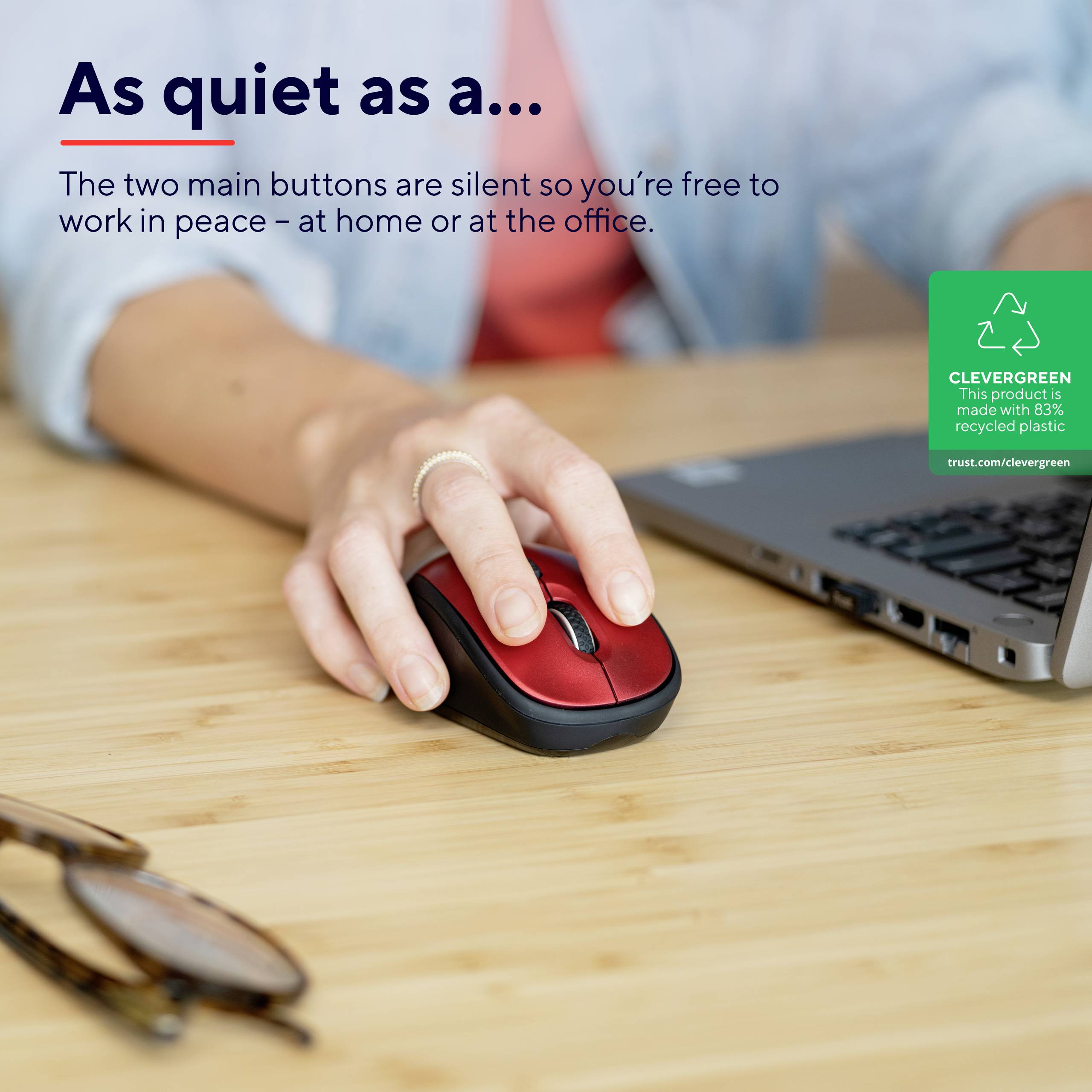 Trust YVI+ Eco Maus Funk Optisch Rot 4 Tasten 800 dpi, 1600 dpi