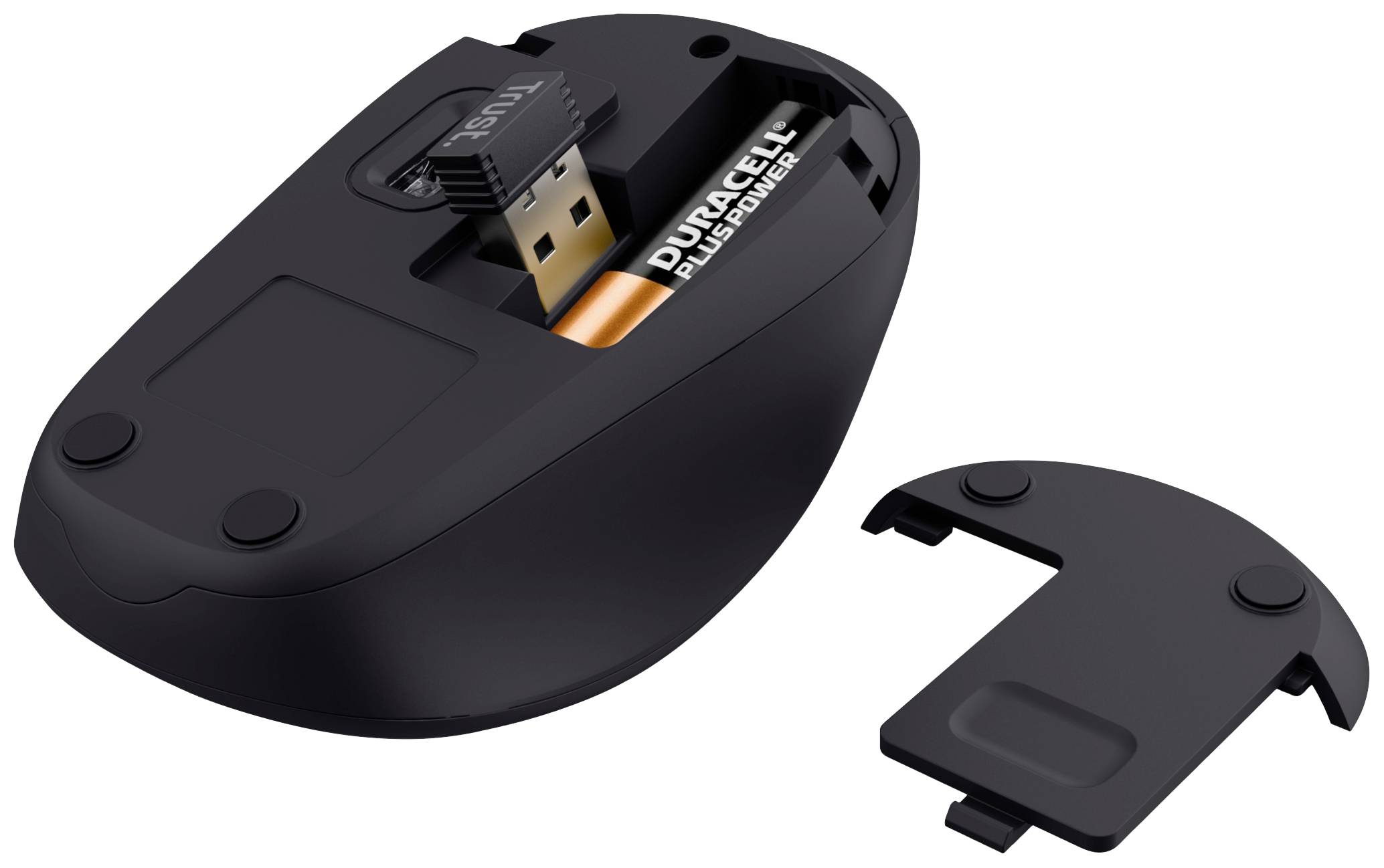 Trust Yvi+ - Maus - leise - Für Rechtshänder - optisch - 4 Tasten - kabellos - 2.4 GHz - kabelloser Empfänger (USB)