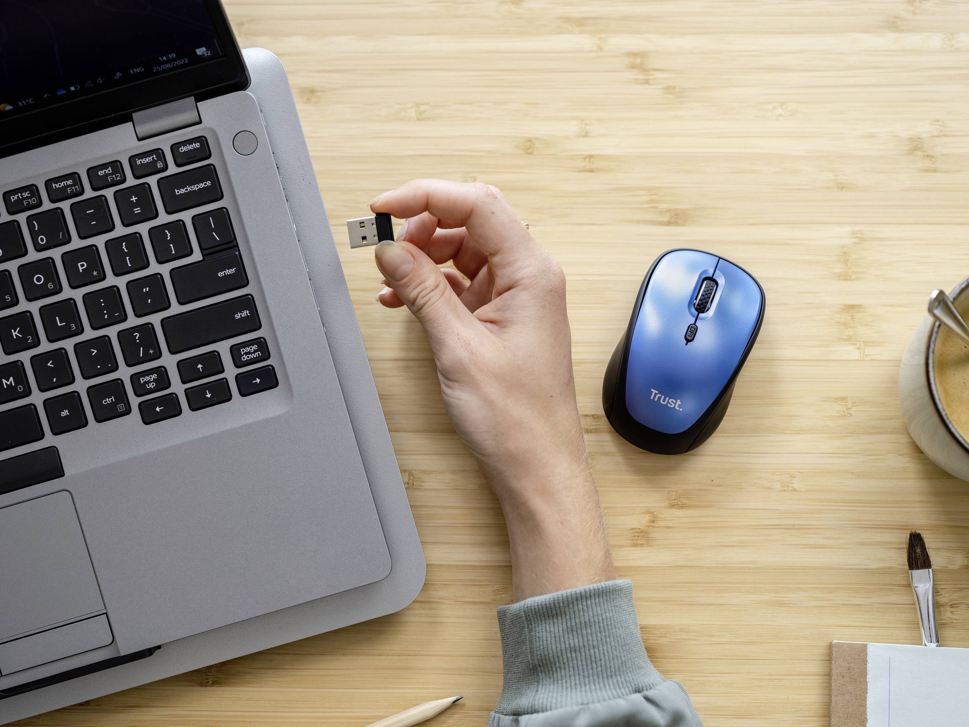 Trust YVI+ Eco Maus Funk Optisch Blau 4 Tasten 800 dpi, 1600 dpi