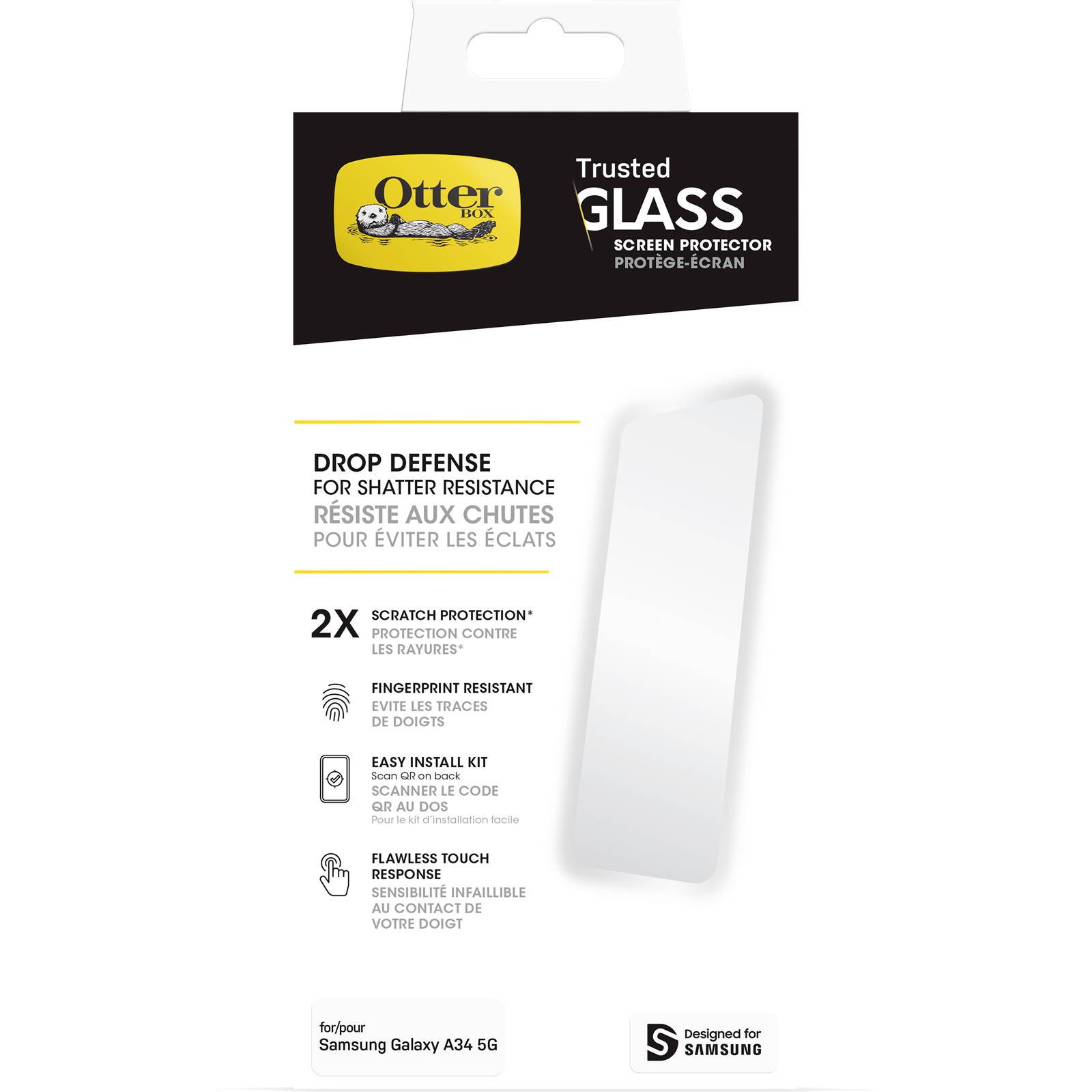 Otterbox Trusted Glass Displayschutzglas Samsung Galaxy A34 5G 1 St. Retail kratzfest 77-92081