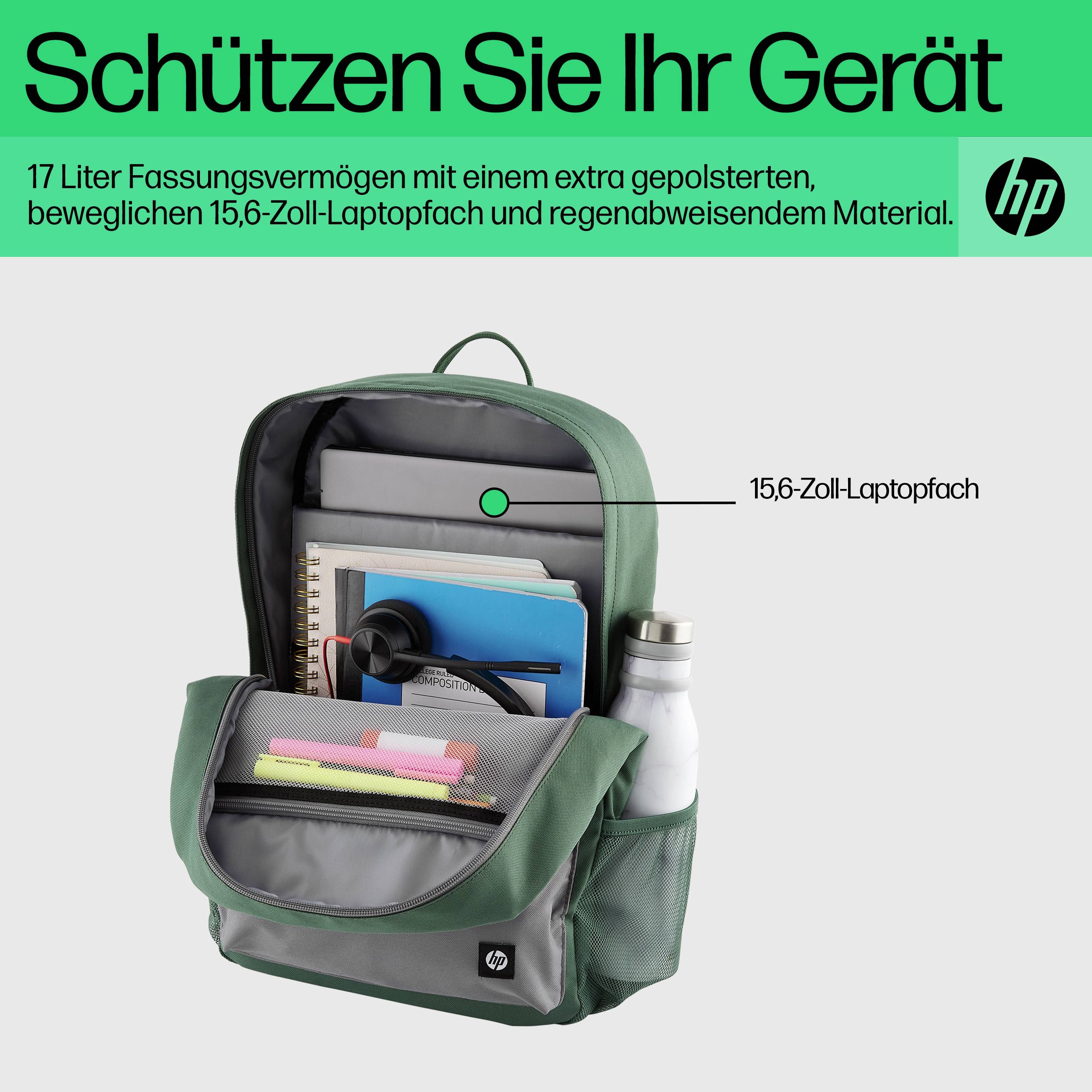 HP Notebook Rucksack Campus Passend für maximal: 39,6 cm (15,6") Grün