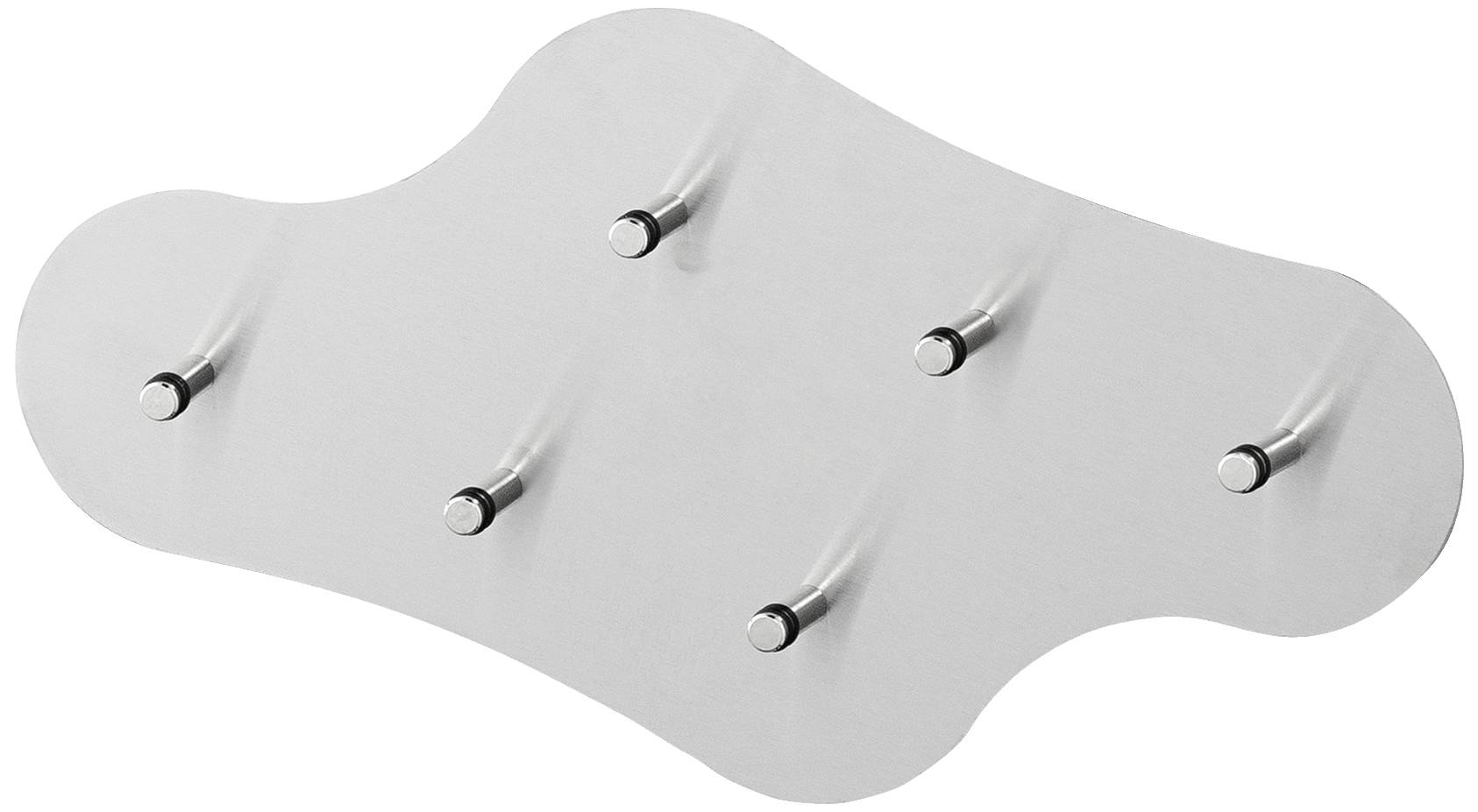 Ein wandmontierter Kleiderhaken mit sechs Haken in organischer Form.