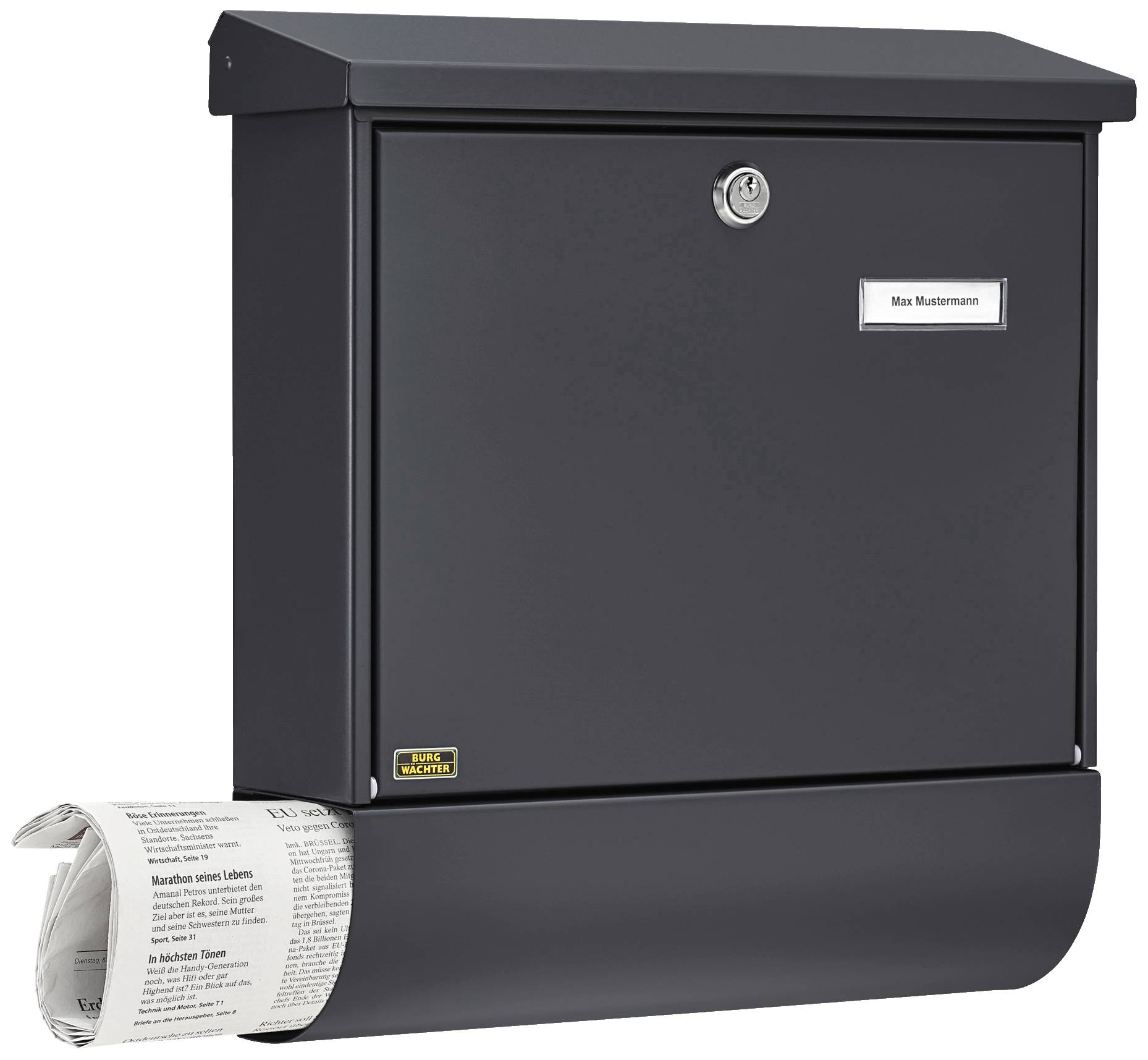 Burg Wächter 38215 SET VARIO 86720 ANT (EC) Briefkasten Stahl Anthrazit Schlüsselschloss