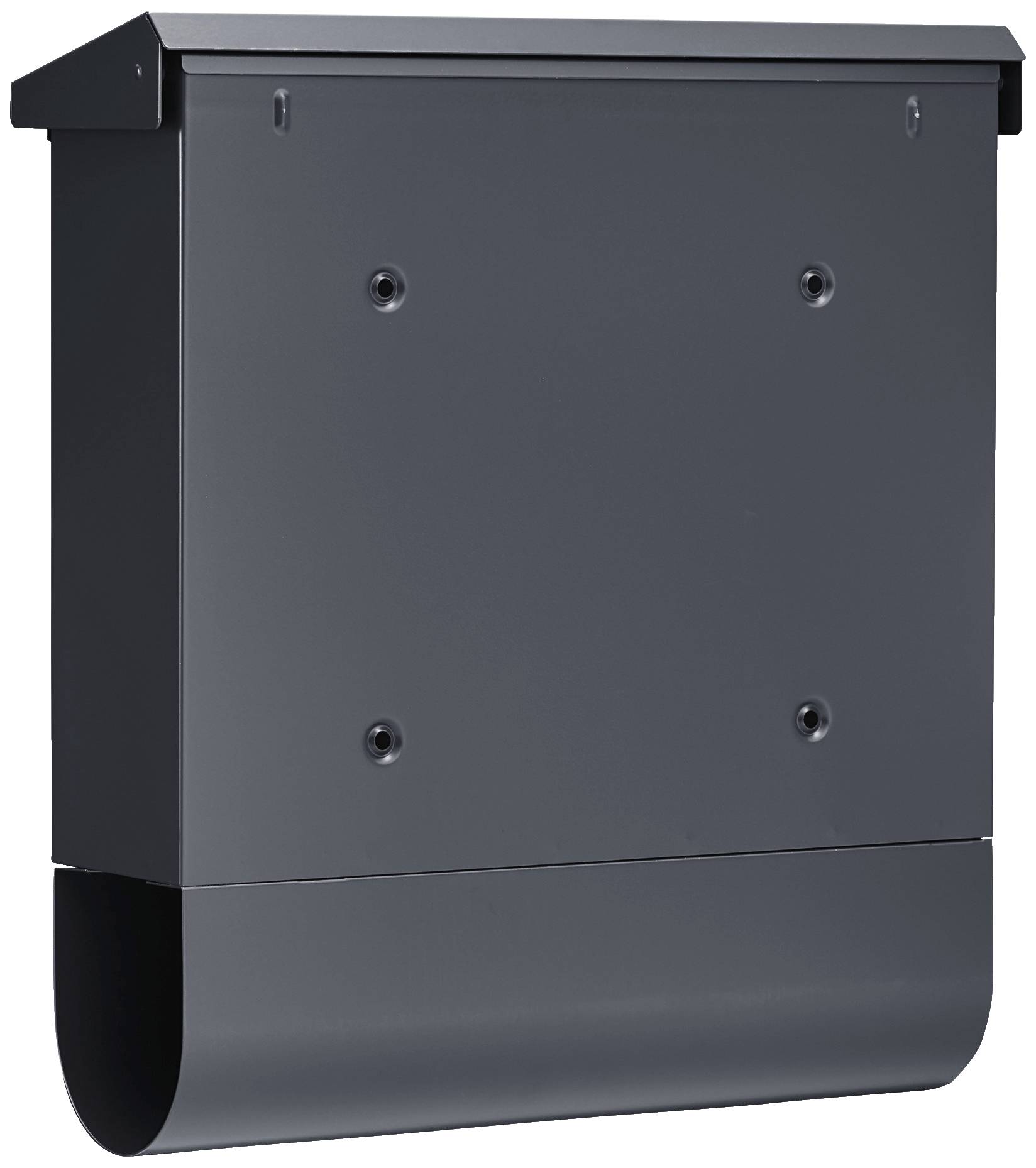 Ein dunkelgrauer Wandbriefkasten mit Zeitungsfach, geeignet für Außenmontage.
