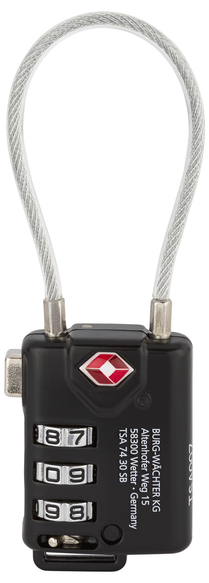 Burg Wächter 32891 Vorhängeschloss 32.80 mm TSA Schwarz Zahlenschloss