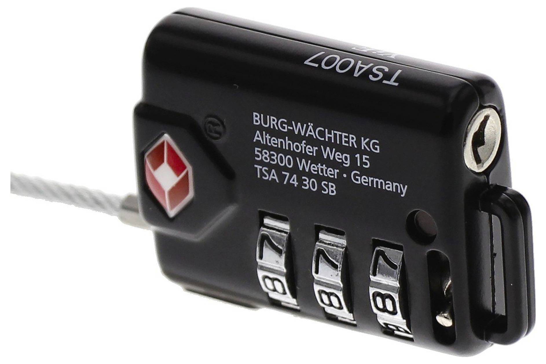 Burg Wächter 32891 Vorhängeschloss 32.80 mm TSA Schwarz Zahlenschloss