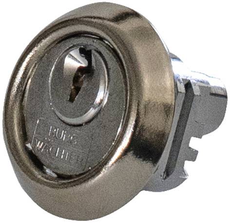 Ein metallener Zylinderschlosszylinder in Nahaufnahme.