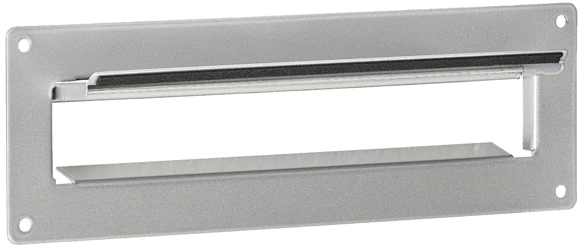 Metallbriefschlitz in rechteckiger Form mit abgeschrägten Kanten, geeignet für Büro- oder Haustürinstallation.