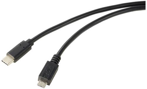 Renkforce USB-Kabel USB 2.0 USB-C® Stecker, USB-Micro-B Stecker 1.00 m Schwarz Rund RF-5719754