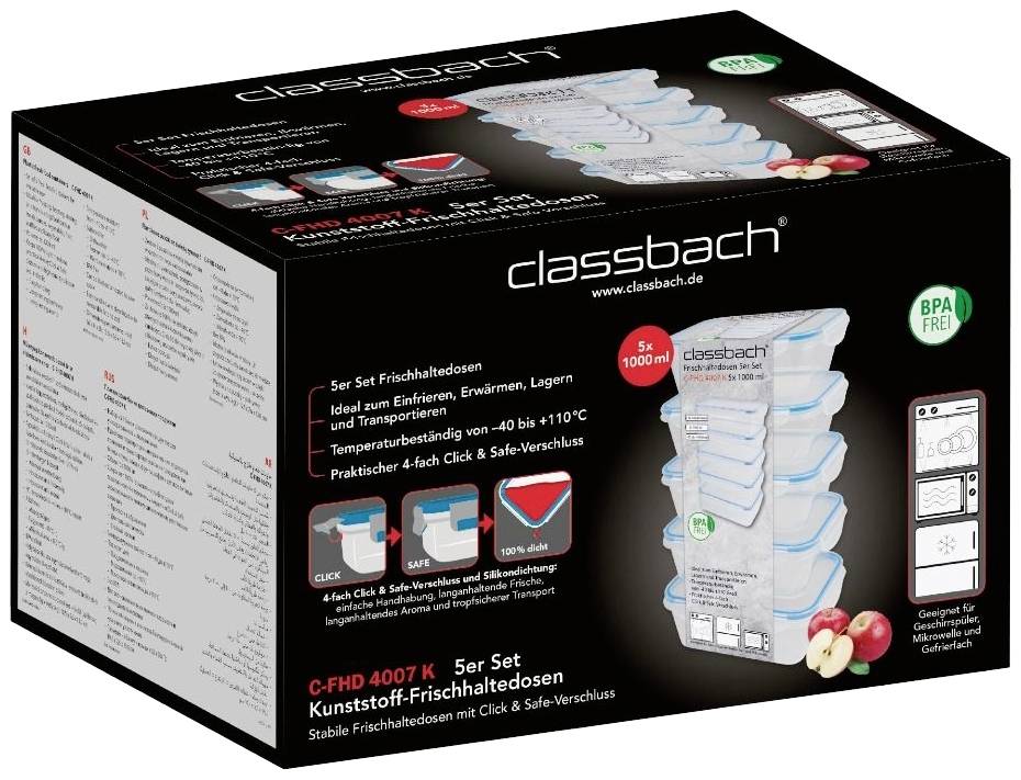 Classbach 414007 Frischhaltedosen Kunststoff C-FHD 4007 K, 5er-Set