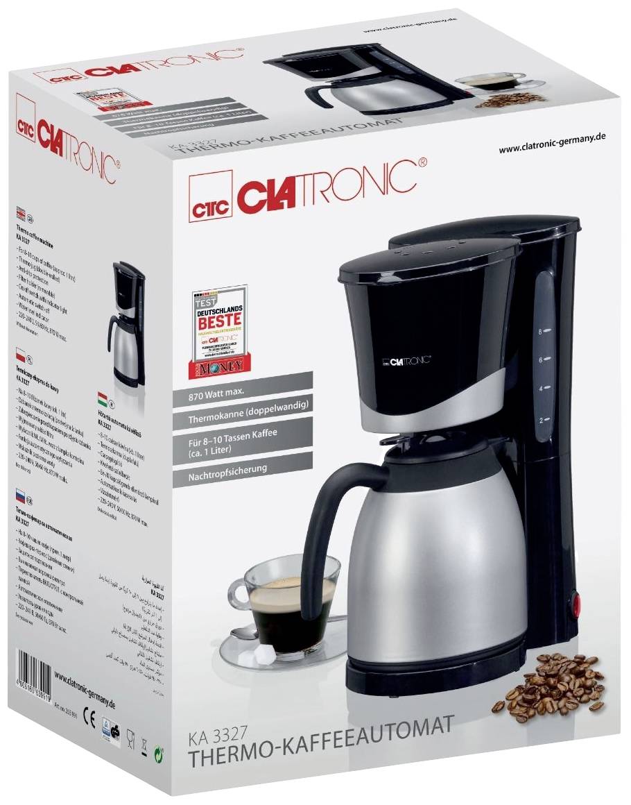 Clatronic KA 3327 schwarz Kaffeemaschine Fassungsvermögen Tassen=10