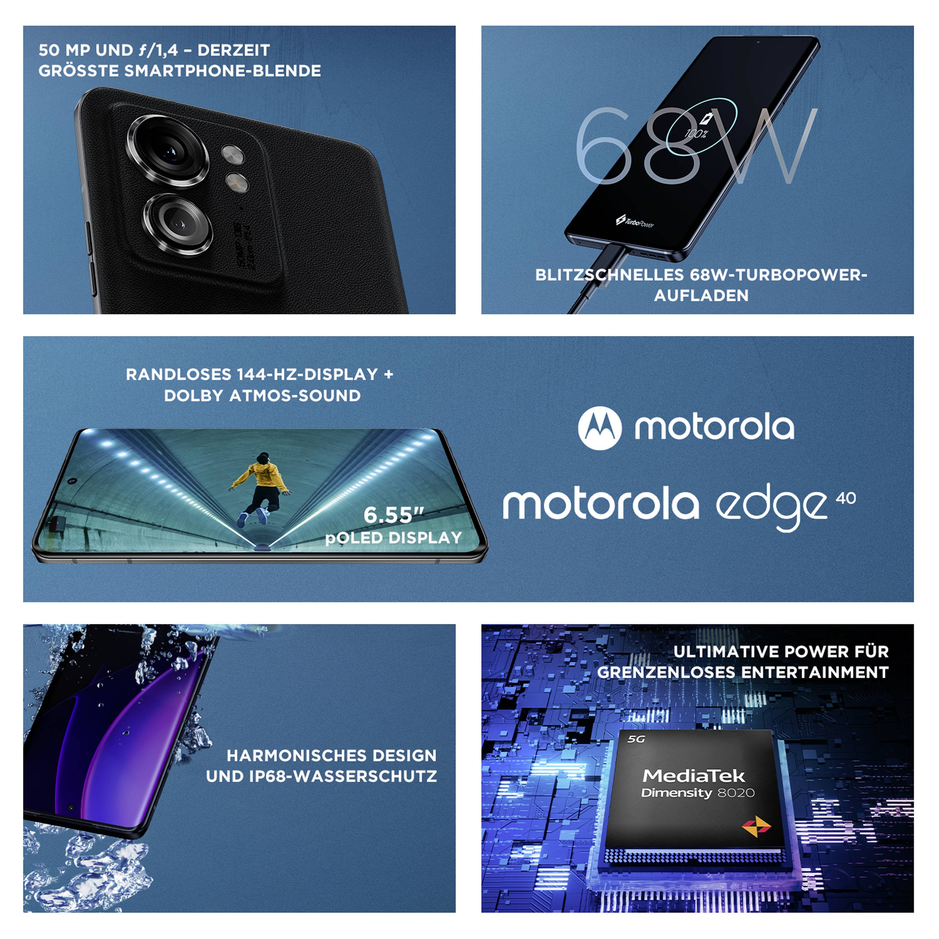 Motorola edge40 256 GB Schwarz 16.6 cm (6.55 Zoll) Smartphone