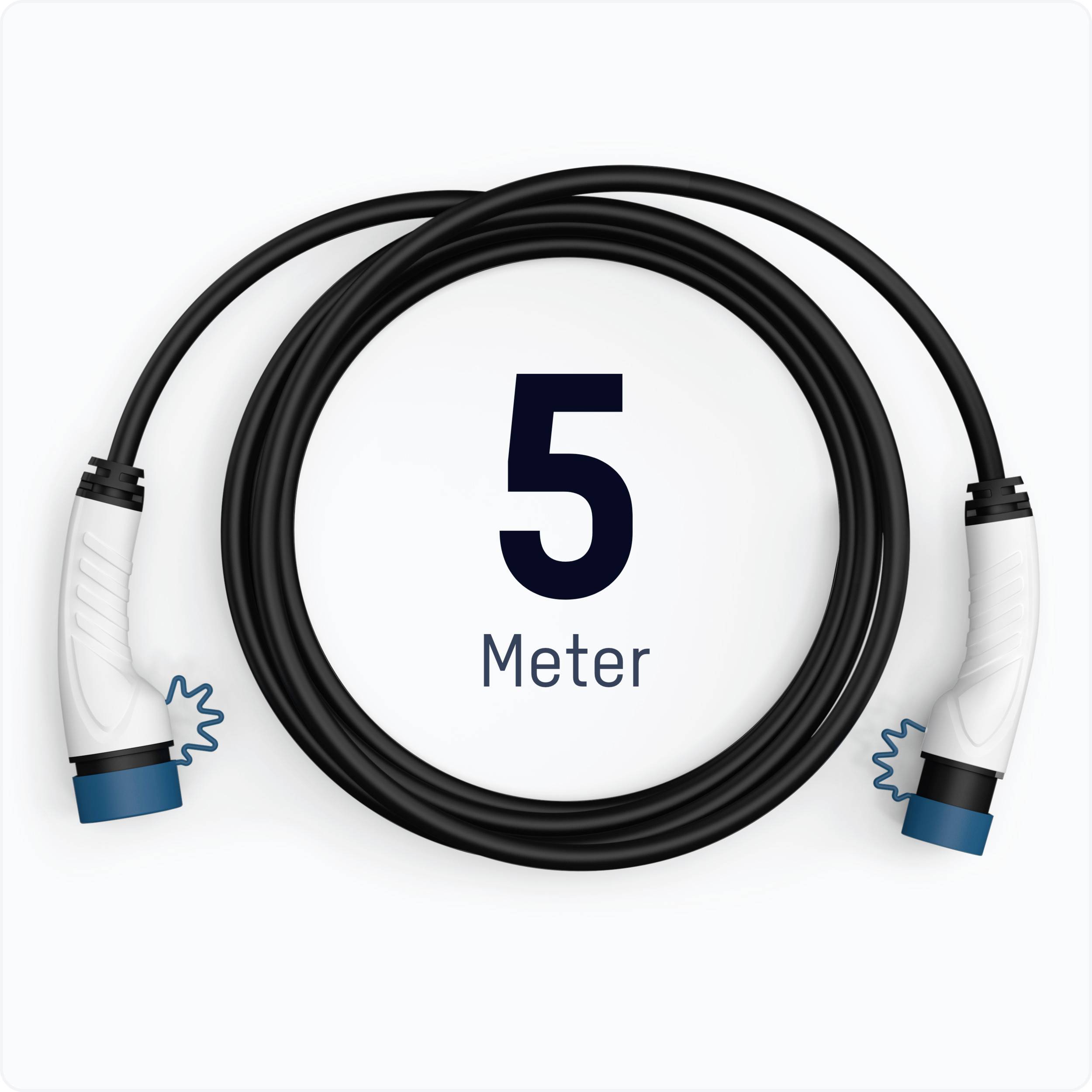 22 kW, 5 m Ladekabel für Elektrofahrzeuge mit zwei Anschlüssen, geeignet für schnelles Aufladen.