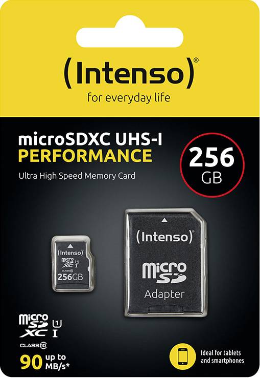 Intenso 256GB microSDXC Performance microSD-Karte 256 GB Class 10 UHS-I Wasserdicht