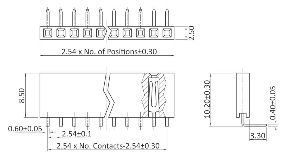 Connfly Buchsenleiste (Standard) Anzahl Reihen: 1 Polzahl je Reihe: 4 DS1024-1*4RF1 Tube