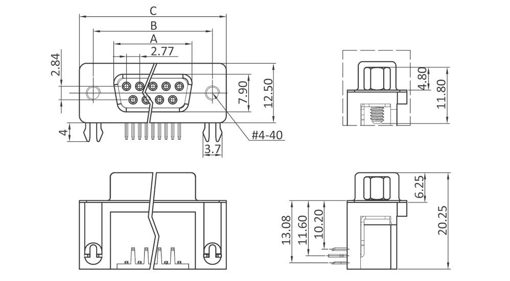 Connfly DS1037-01-09FNAKT74 D-SUB Buchsenleiste Polzahl: 9 Lötpins Tray