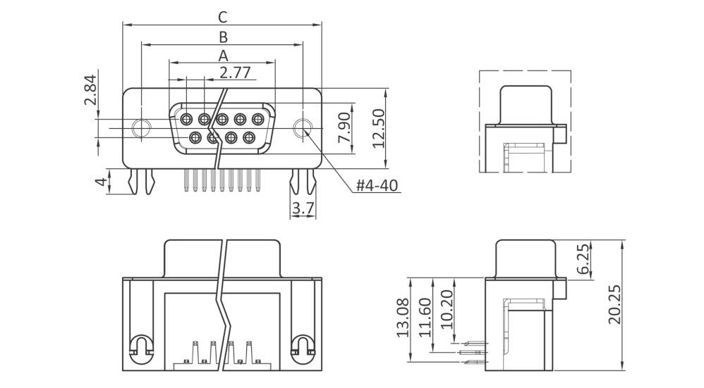 Connfly DS1037-01-09FNBKT7 D-SUB Buchsenleiste Polzahl: 9 Lötpins Tray