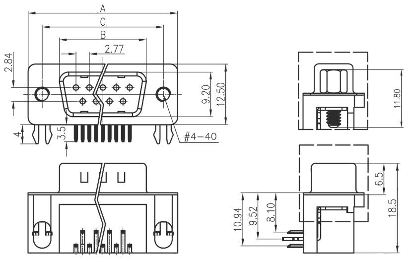 Connfly DS1037-09MNAKT74-0CC D-SUB Stiftleiste Polzahl: 9 Lötpins Tray
