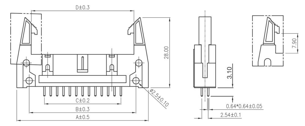 Connfly Stiftleiste (Standard) Anzahl Reihen: 2 Polzahl je Reihe: 5 DS1011-10SBSIB7-B Tray