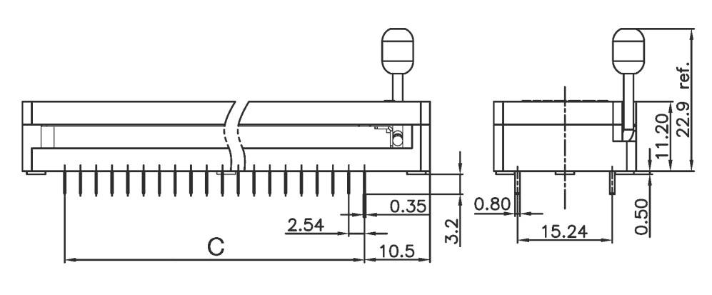 Connfly DS1043-32FB IC-Testsockel Rastermaß: 2.54 mm Polzahl: 32 1 St. Tube
