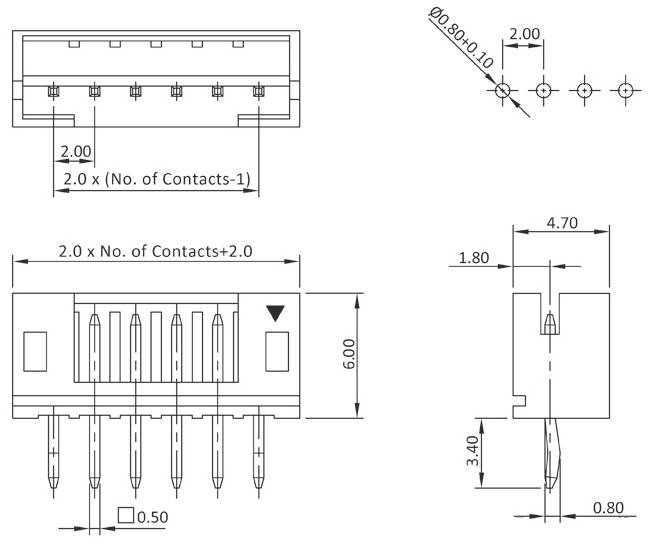 Econ connect Stiftleiste (Standard) Anzahl Reihen: 1 Polzahl je Reihe: 2 CSV2G/2 Bulk