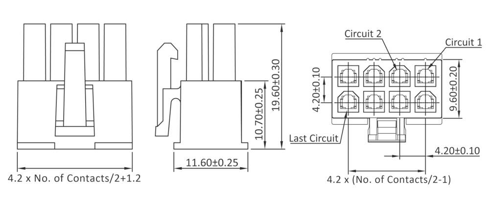 Econ connect Buchsengehäuse-Kabel Polzahl Gesamt 4 Rastermaß: 4.2mm H4DD4 Bulk